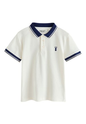 Next REGULAR FIT - STRIPE TIPPED COLLAR SHORT SLEEVE - Polo - ecru white
