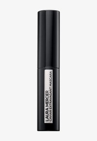 Laura Mercier Caviar Extravagant Mascara i en slank svart tube med glanset finish, med en hvit etikett med fet svart tekst.