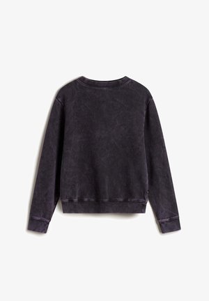 Donkerpaarse sweatshirt met een relaxed fit, lange mouwen, ribgebreide boorden en zoom, met een vervaagde textuur en minimale stikdetails.