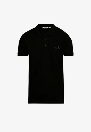 Polo nera a maniche corte con colletto e tre bottoni, con un piccolo logo Elles sul petto sinistro.