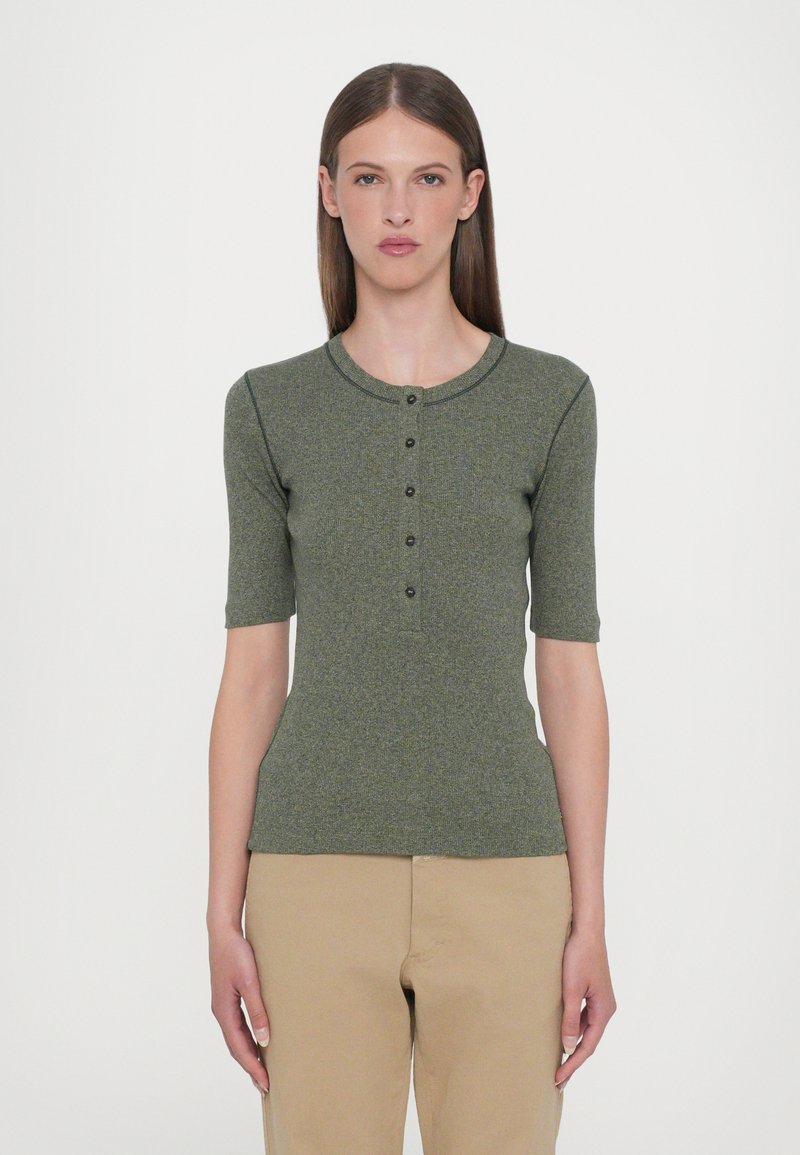 CLOSED PLACKET SHORT SLEEVE - Pamata T-krekls - forest green