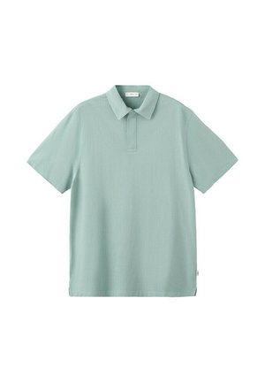 Hellgrünes Poloshirt mit kurzen Ärmeln, klassischem Kragen und verdeckter Knopfleiste, flach liegend auf weißem Hintergrund dargestellt.