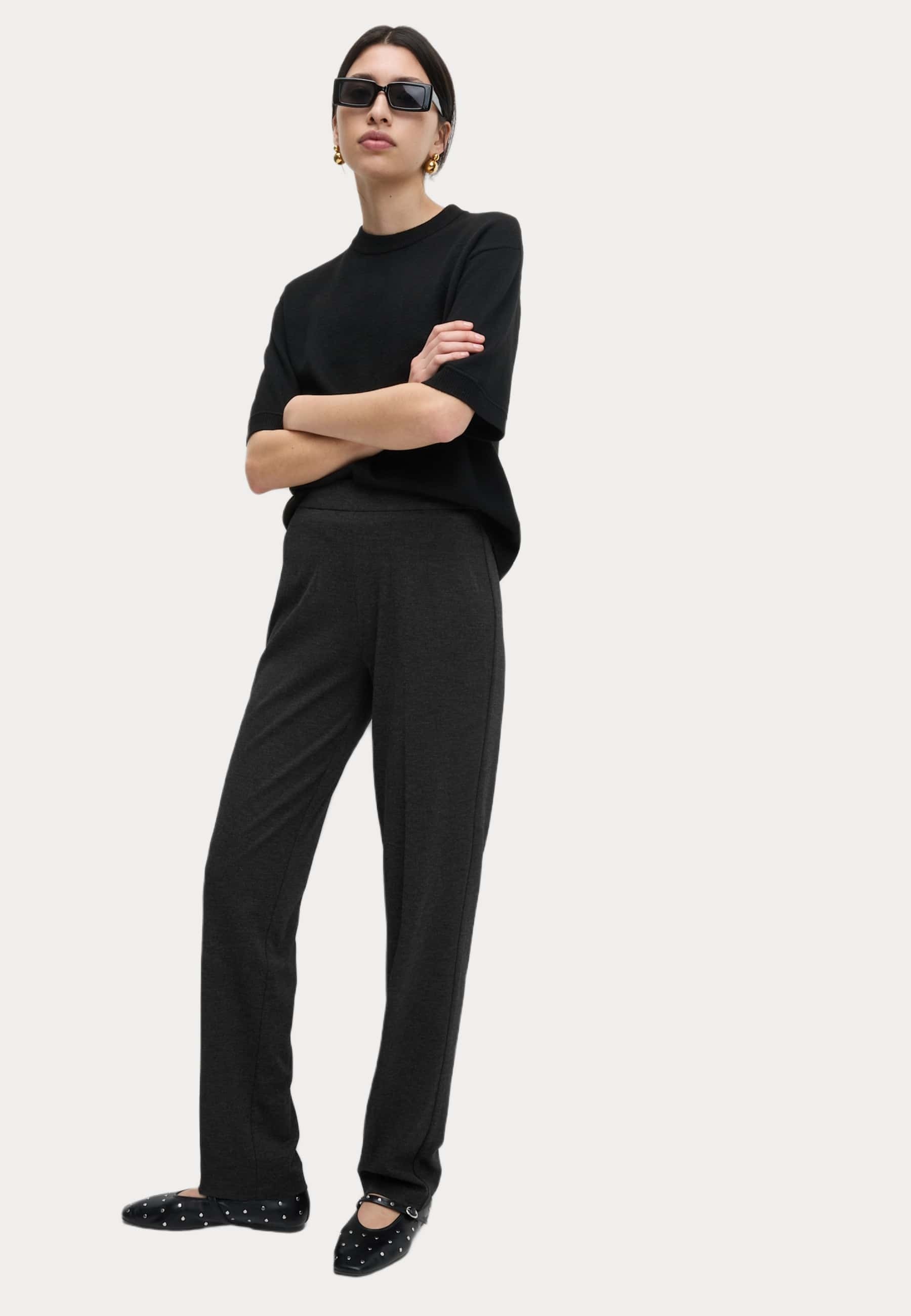 Marks & Spencer Pantaloni Jersey Gamba Dritta: Elasticizzati In Vita, Composizione Viscosa, Taglia 38
