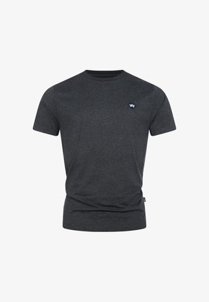 Donkergrijze T-shirt met korte mouwen, gemaakt van een katoenmix. Bevat een klein blauw logo op de linker borst. Klassieke ronde hals.