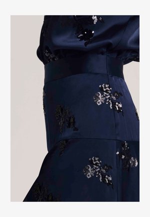 MADELEINE, MADELEINE ROCK SATINROCK IN A-LINIE MIT PAILLETTEN - A-lijn rok - navy