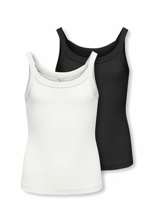 Due canotte a coste, una bianca davanti e una nera dietro, entrambe con spalline larghe e scollo arrotondato.