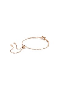 Bracelet en or rose avec une chaîne délicate, un accent sphérique et un fermoir ajustable, le tout avec une finition lisse et polie.