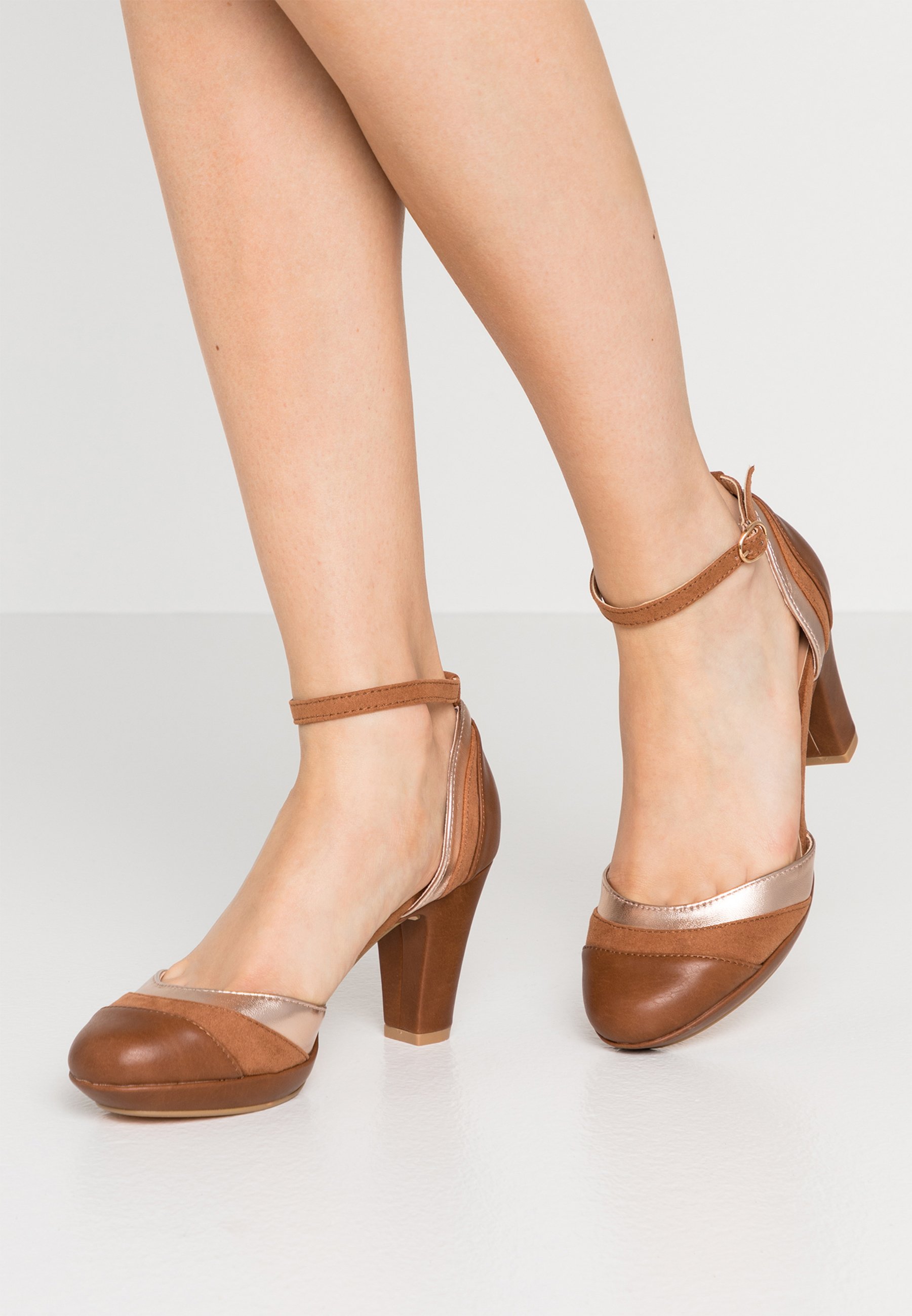cognac platform heels