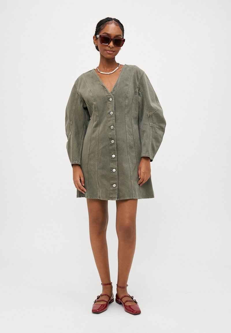 first lady green dress tonight Peace' Laser Print Dark Denim Dress – Stuart Trevor main image 0