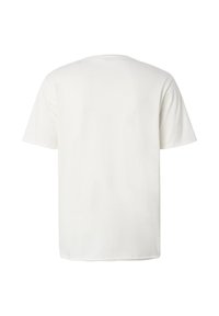 Ensfarvet hvid kortærmet t-shirt set bagfra på en neutral baggrund.
