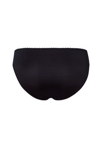 Perizoma nero senza cuciture con una texture morbida, una vita elastica e dettagli con bordi ondulati. Progettato per comfort e vestibilità.