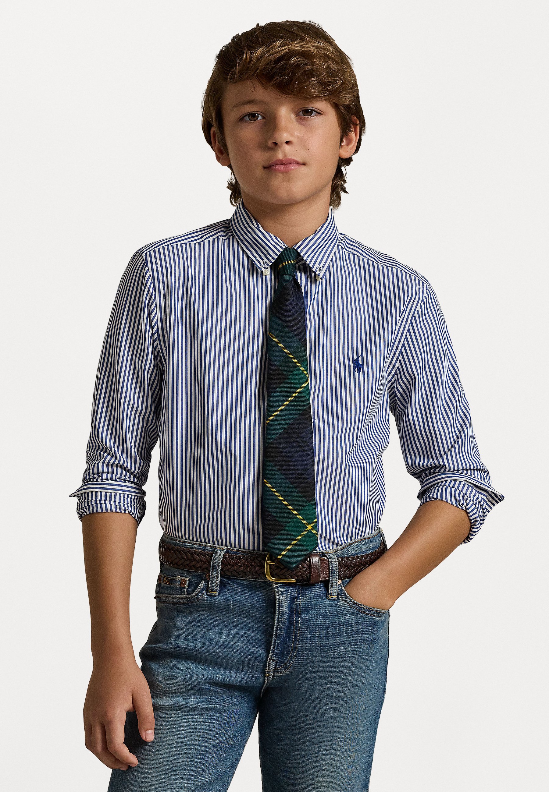 Polo Ralph Lauren STRIPED COTTON POPLIN SHIRT 7-14Y - Shirt - navy