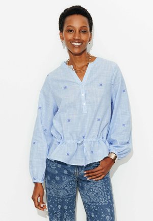 Promod RAYÉE BRODÉE - Blouse - rayé marine