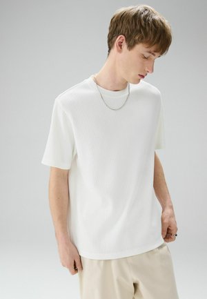 REGULAR FIT - SHORT SLEEVE TEXTURED  - T-Shirt print - white ottoman