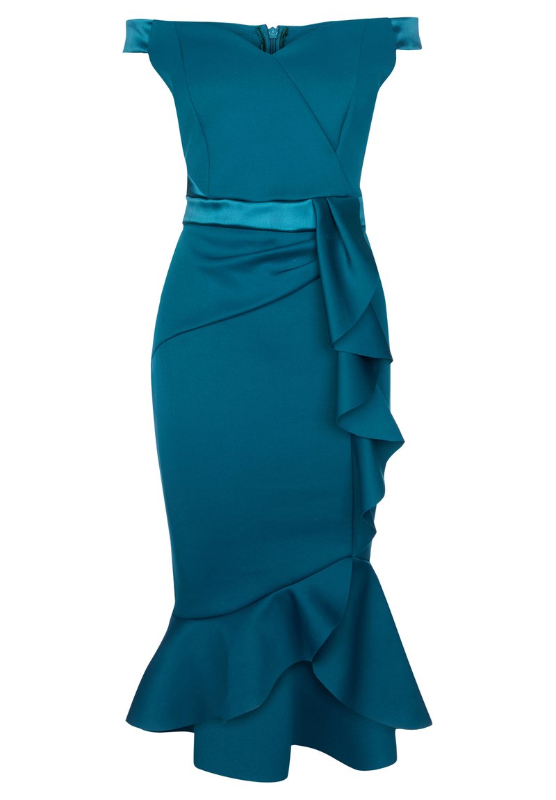 Lipsy Ruffle Bardot Bodycon Dress Cocktail Party Green Teal Zalando De 