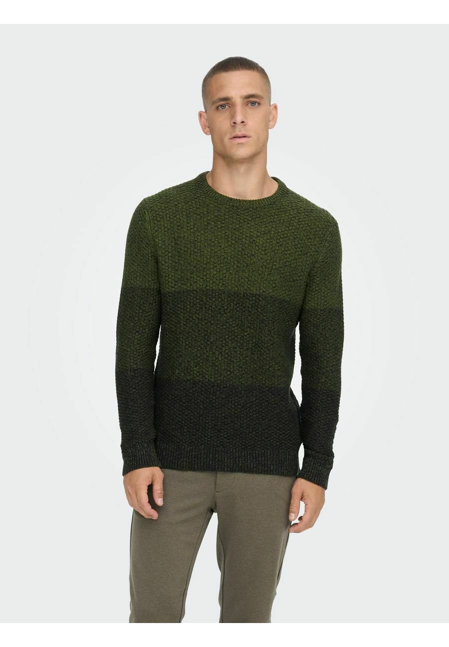 ONLY & SONS Herren Strickpullover – Aus Recycelter Baumwolle, Mit Rundhals & Brusttasche, Regular Fit