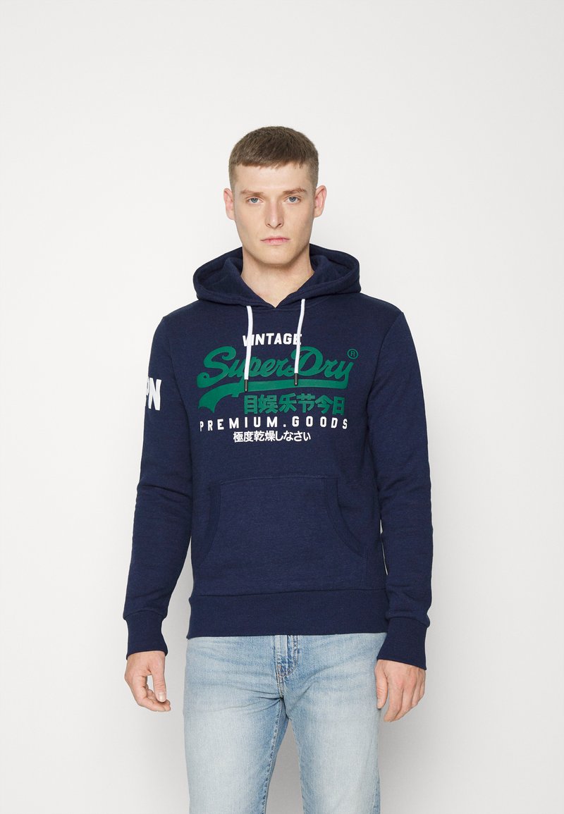 Superdry HOOD - Sweatshirt - midnight blue grit/dark blue - Zalando.co.uk