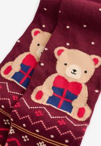 Next RICH CHRISTMAS CHARACTER - REGULAR FIT - Strømpebukser - dark red teddy bear