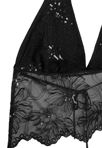 Stradivarius HALTER WITH EMBROIDERY  - Blůza - black