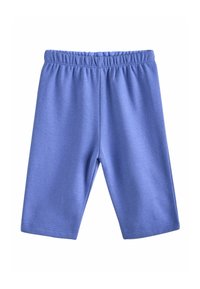 Blå bomuldsshorts med elastisk talje, glat tekstur og lige ben, velegnede til afslappet brug eller aktiv brug.