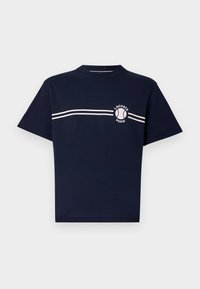 Námořnické bavlněné tričko s krátkým rukávem, se bílými pruhy přes hruď a potiskem loga. Regular fit, design s kulatým výstřihem.