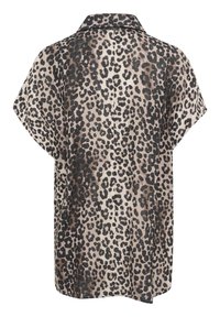 Camicia a stampa leopardata con una vestibilità comoda, dotata di colletto, maniche corte e un tessuto leggero. Il design della parte posteriore presenta un motivo costante.