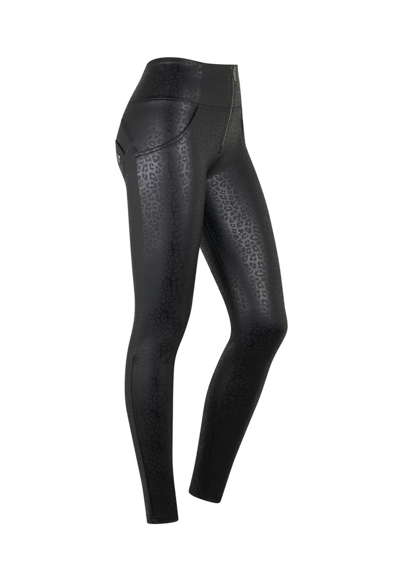 Freddy VITA ALTA  STAMPA LEOPARDATA - Pantalones - animalier allover black coated