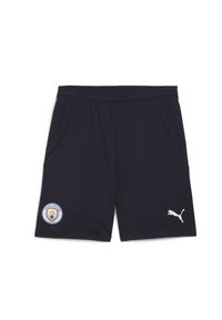 Črne športne kratke hlače iz lahkega materiala. Imajo stranske žepke, elastični pas, logo Manchester City in bel emblem Puma.