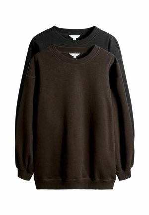 2 PACK LONGLINE CREW NECK - Sweatshirt - black/chocolate