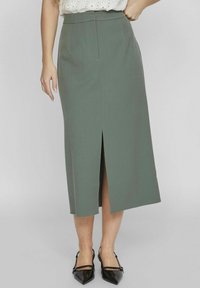 VILA HIGH WAIST - Maxisukňa - duck green