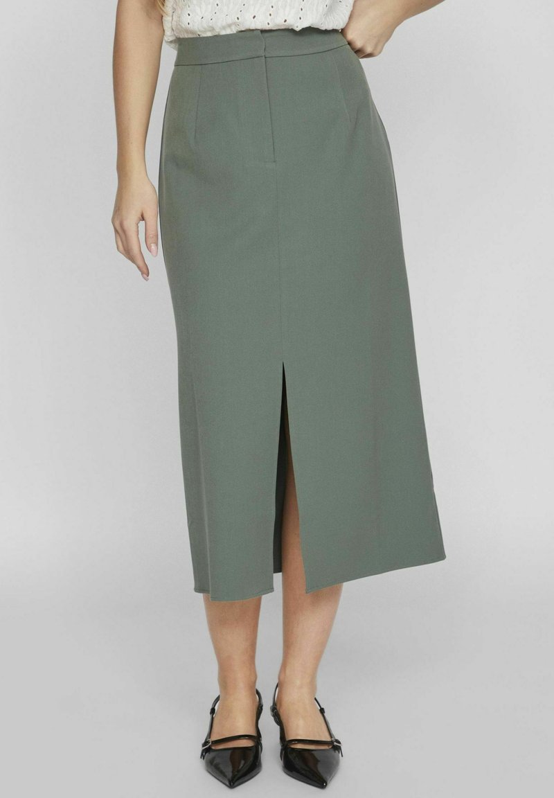 VILA HIGH WAIST - Maxisukňa - duck green