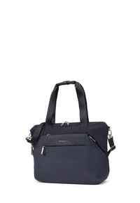 Sac cabas Hedgren noir avec double poignée, bandoulière réglable, poche avant zippée et détails argentés sur la fermeture éclair.