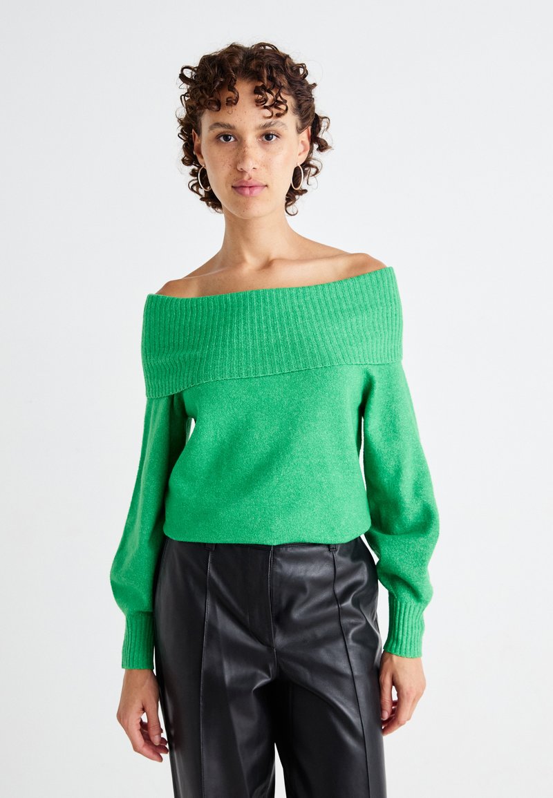 ONLY ONLJEANETT LIFE OFF SHOULDER - Džemperis - green bee melange