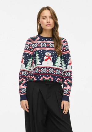 VILA, CHRISTMAS JUMPER VIANNA KNITTED - Pullover - navy blazer