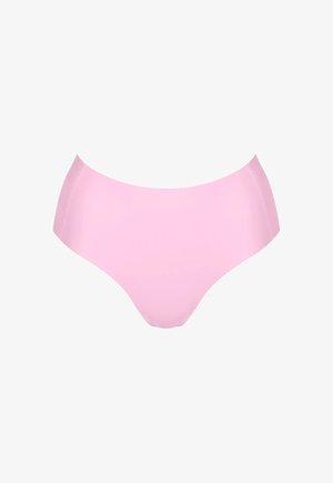 Ροζ γυναικεία εσώρουχα σλιπ με ψηλή μέση, χωρίς διακοσμητικές ραφές ή σχέδια, με ομοιόμορφη υφή.