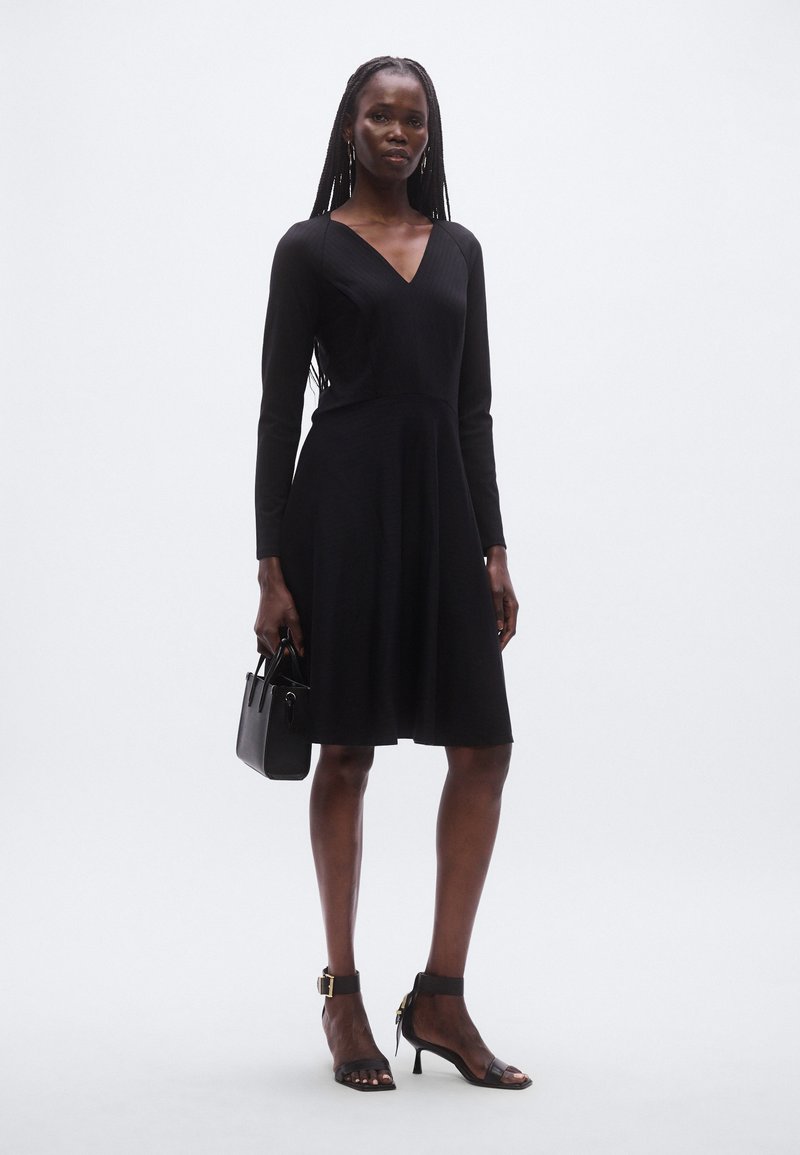 dkny women's knot sleeve fit and flare dress Puff Sleeve V Neck Fit & Flare Dress | Fit and Flare