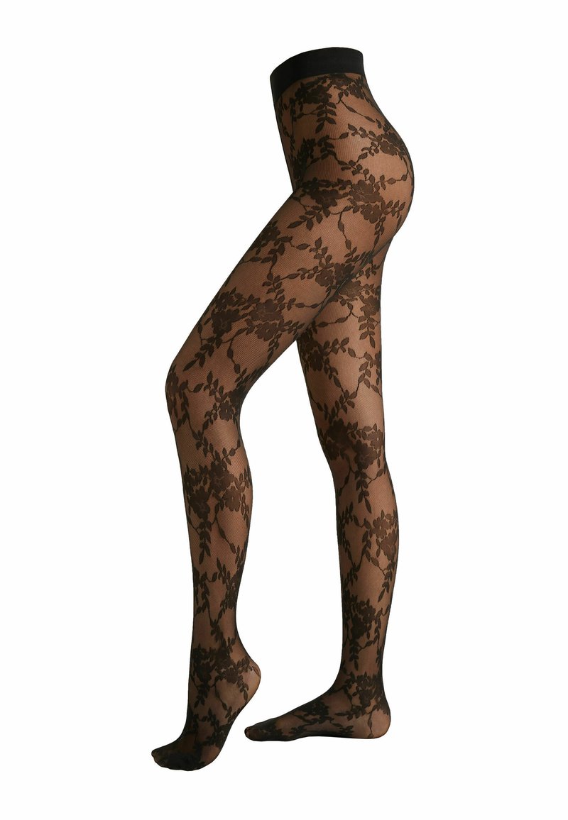 Calzedonia Collants schwarz black lace effect/noir chiné ZALANDO