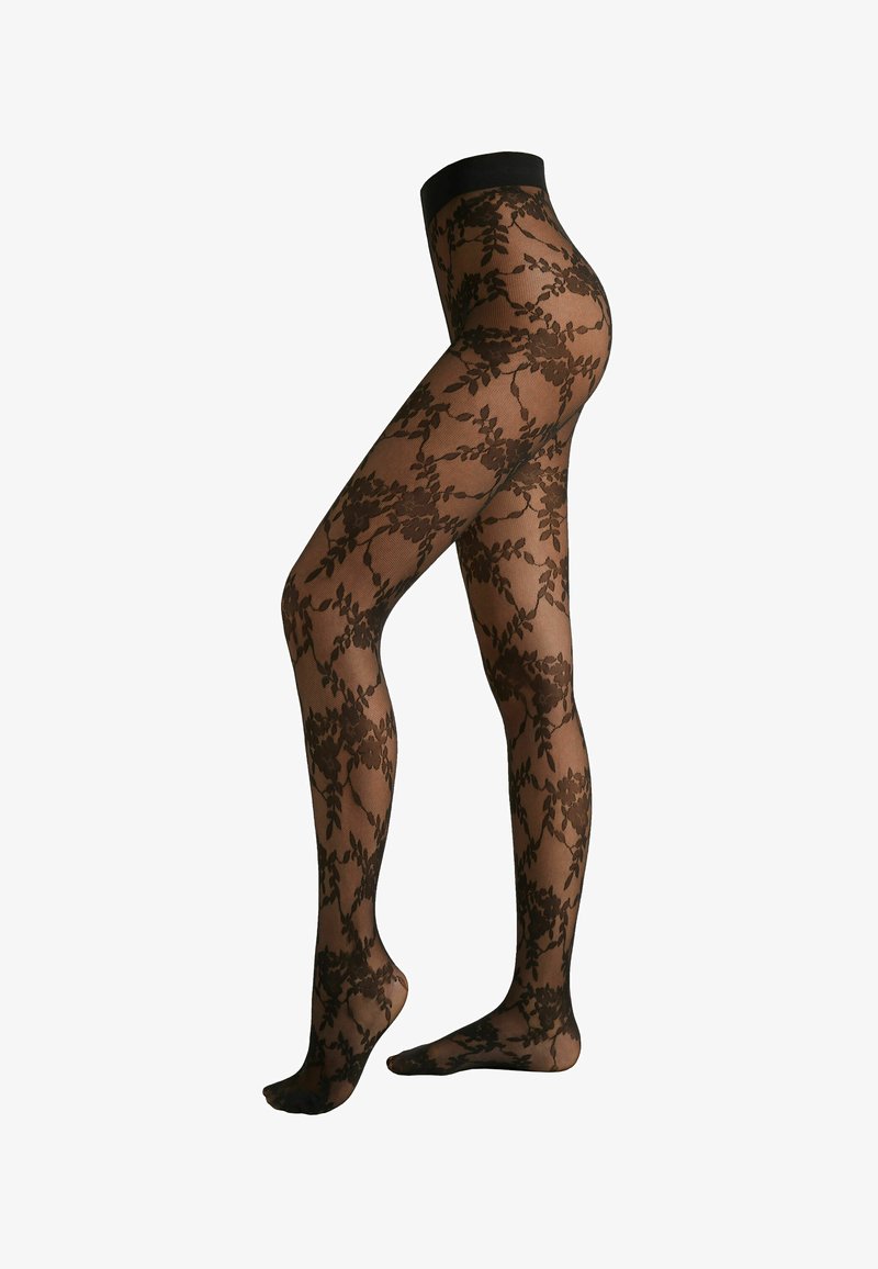 Calzedonia Collants schwarz black lace effect/noir chiné ZALANDO