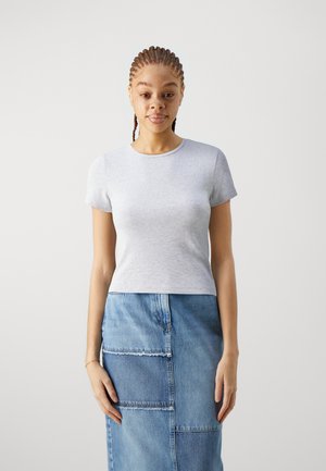 Vero Moda VMCHLOE SHORT TOP - Βασικό μπλουζάκι - light grey melange