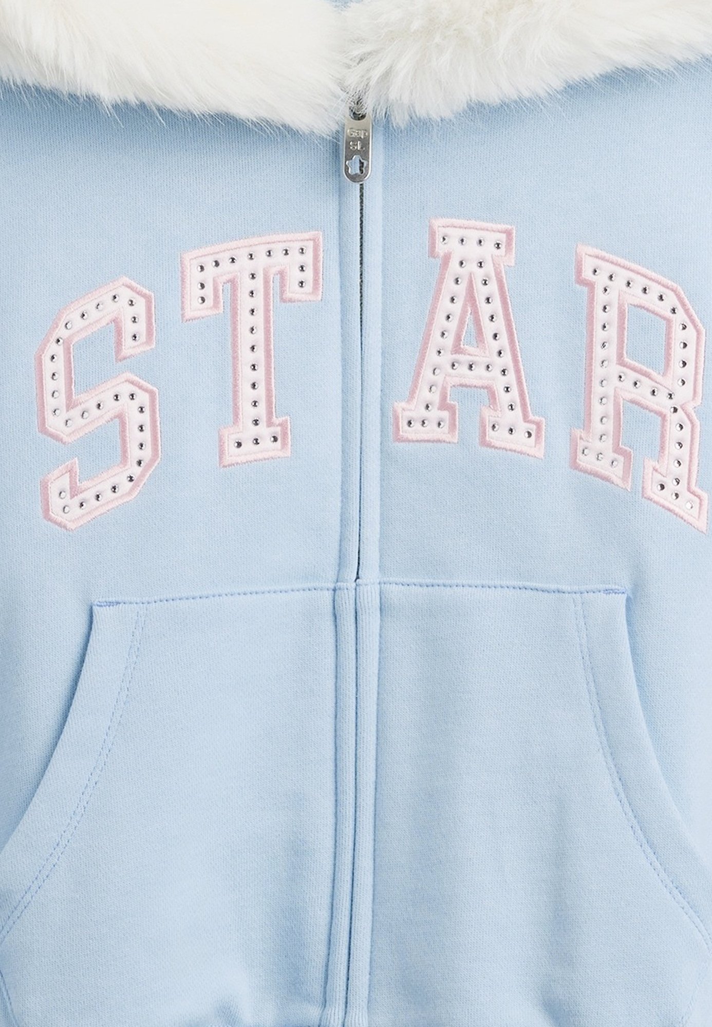 GAP GAP SANDY LIANG VEGAN FUR-TRIM CROP ZIP HOODIE - Zip-up