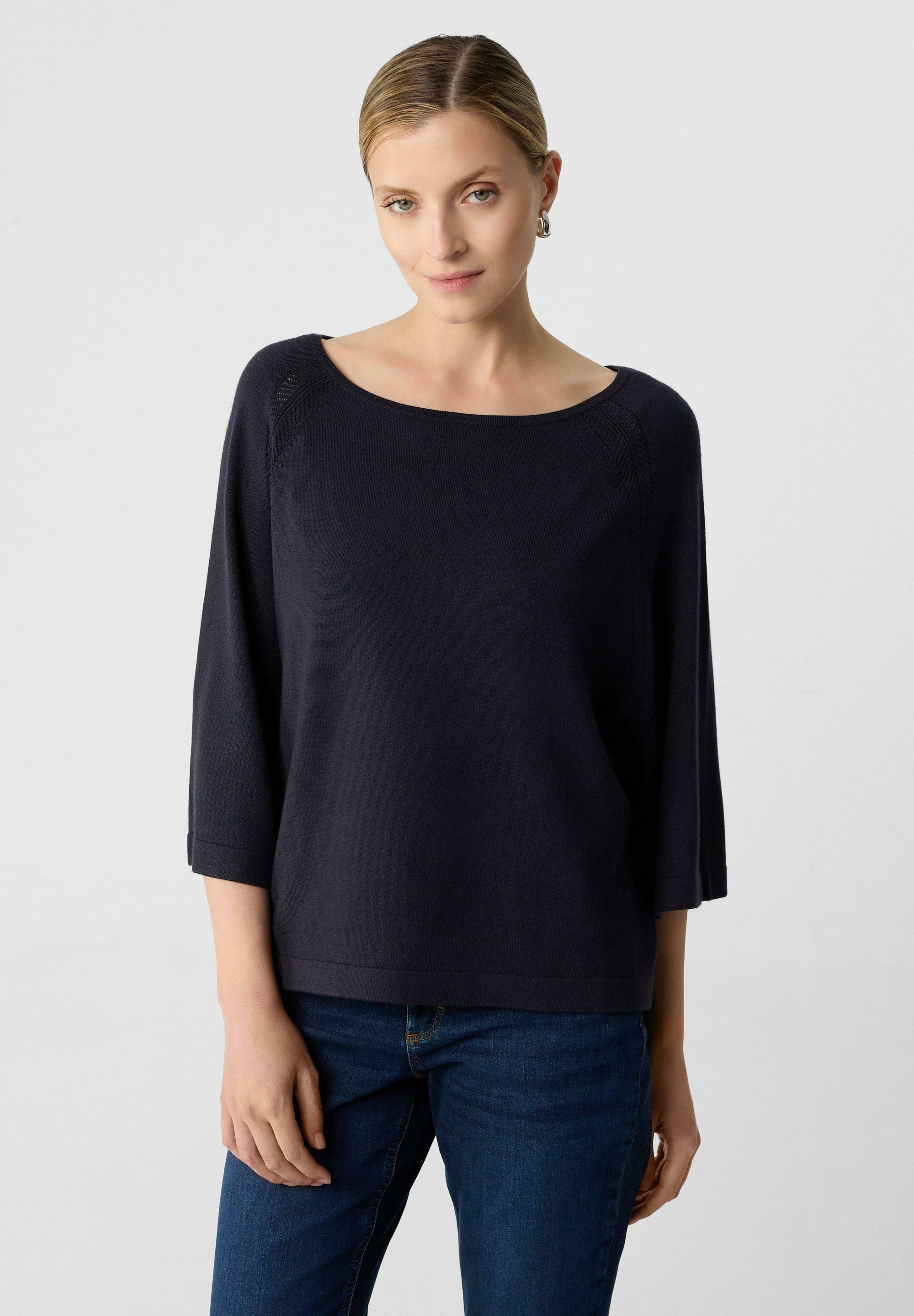 comma MIT ZOPFVERZIERUNGEN Strickpullover navy/dunkelblau