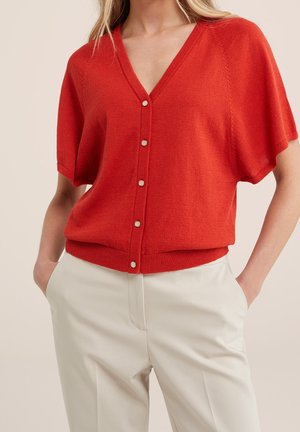 Strickjacke - mottled light red