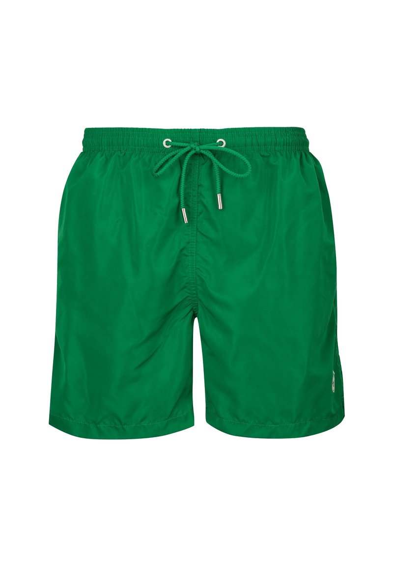 Groene zwembroek van lichtgewicht stof, met een elastische tailleband met een trekkoord en subtiele zijlogo-detail.