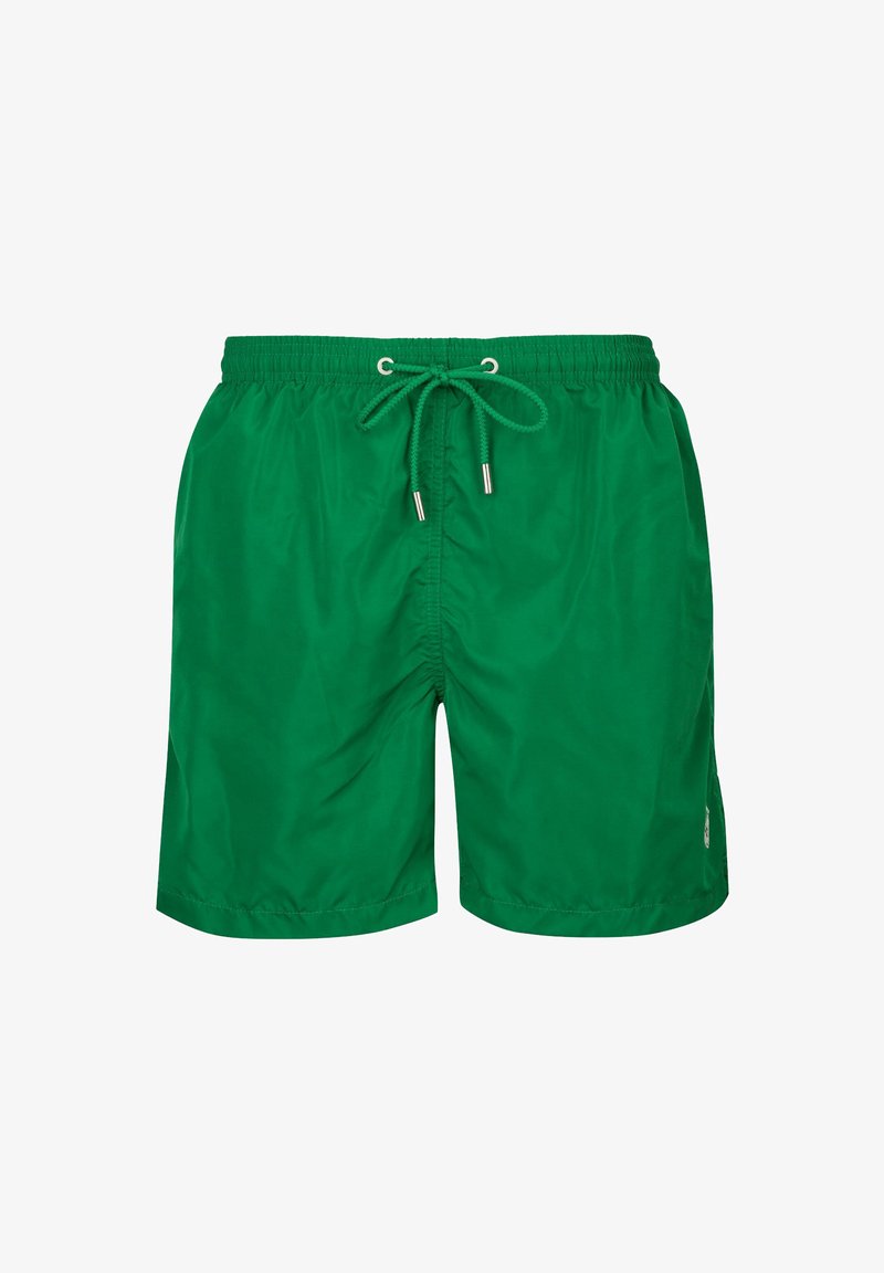 Groene zwembroek van lichtgewicht stof, met een elastische tailleband met een trekkoord en subtiele zijlogo-detail.