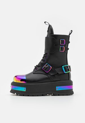 COSMIC FIRE METAL PLATFORM BOOTS  - Nööritavad poolsaapad - black/multi-coloured