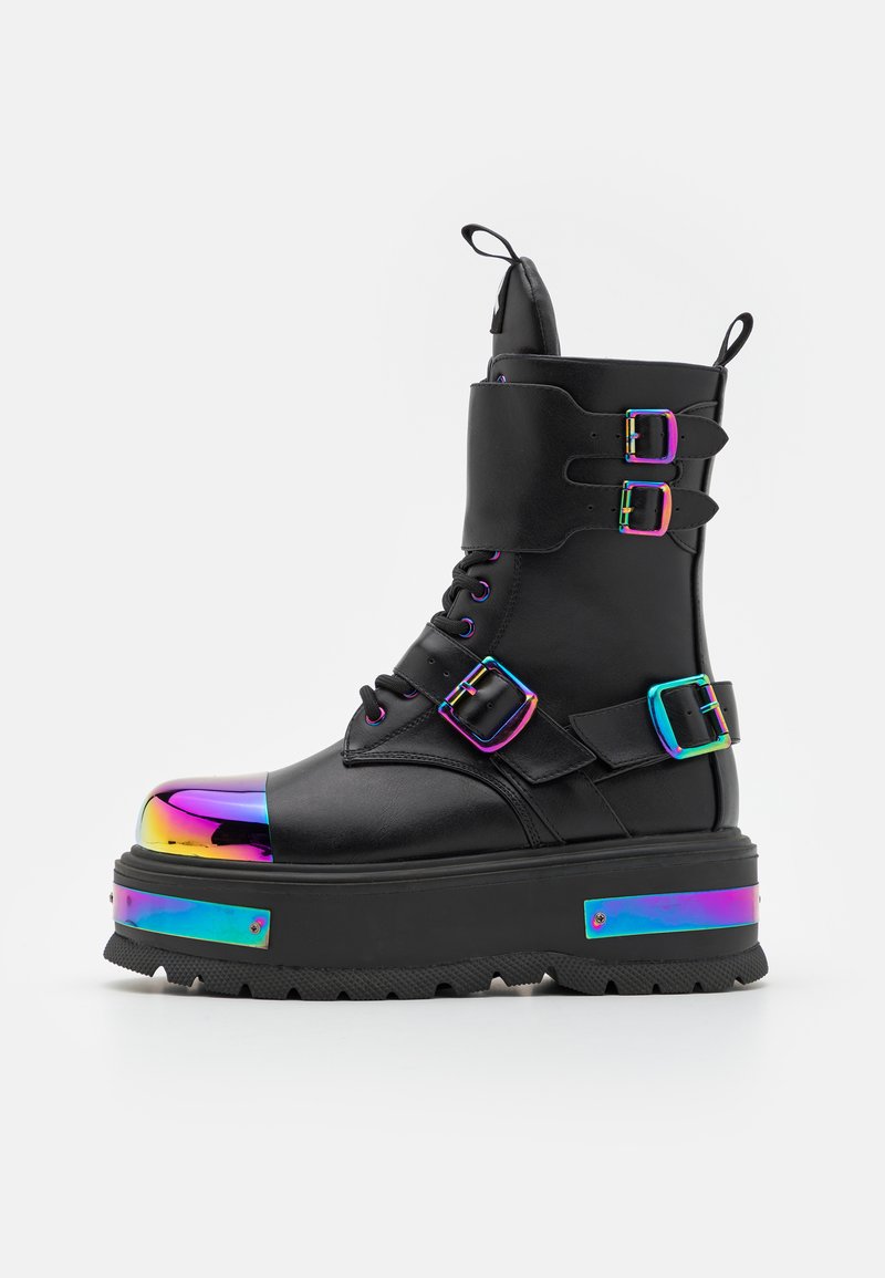 Koi Footwear - COSMIC FIRE METAL PLATFORM BOOTS  - Nööritavad poolsaapad - black/multi-coloured, Suurenda