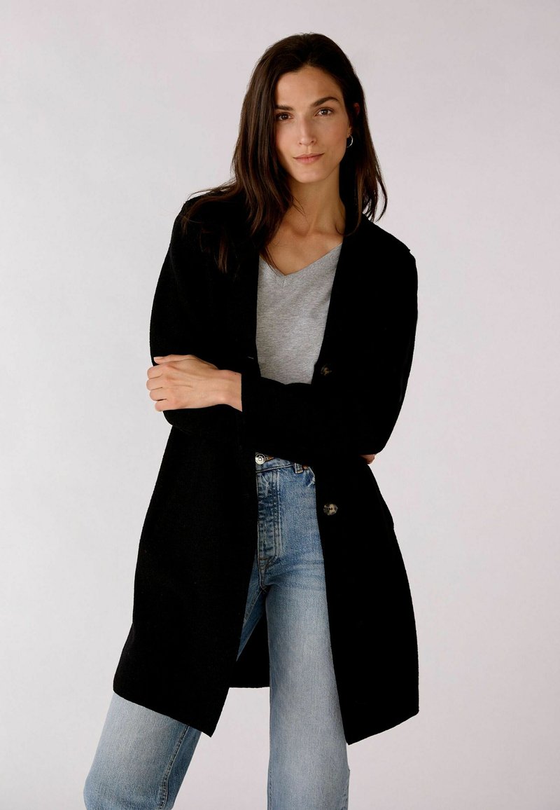 Oui MAYSON AUS GEKOCHTER WOLLE - Mantel - black/zwart - Zalando.be