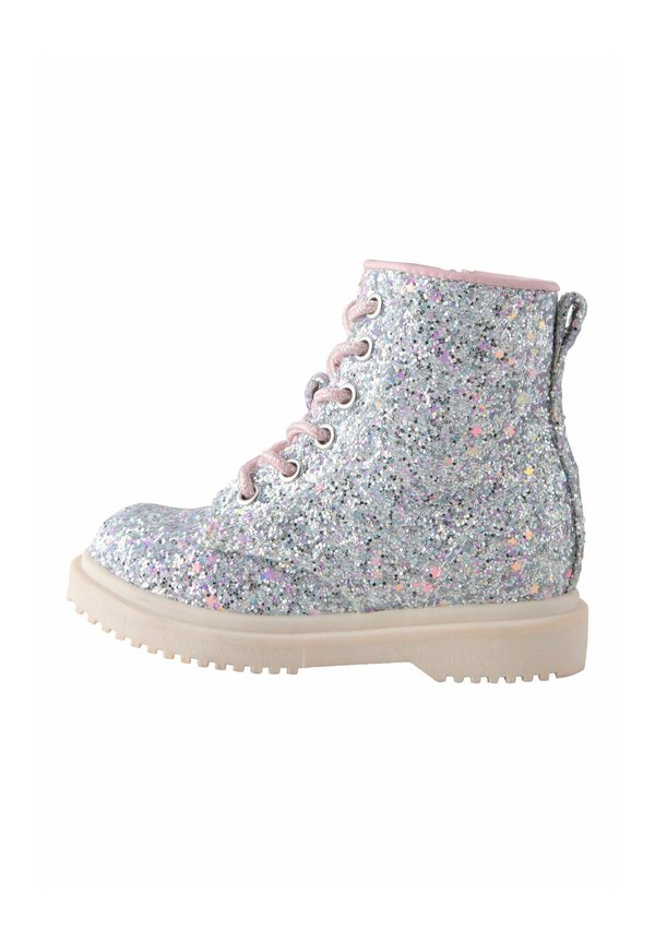 WIDE FIT – Schnürstiefelette – silver glitter