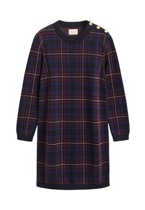 GANT, CHECK KNIT DRESS - Рокля тип пуловер - evening blue
