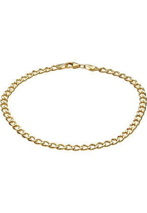 Guld kædearmbånd bestående af sammenkoblede led, med en blank overflade og en sikker lobster-lås.